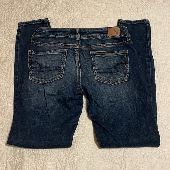 American Eagle Dark Wash Low Rise Skinny Jeans Jeggings - Picture 2 of 4